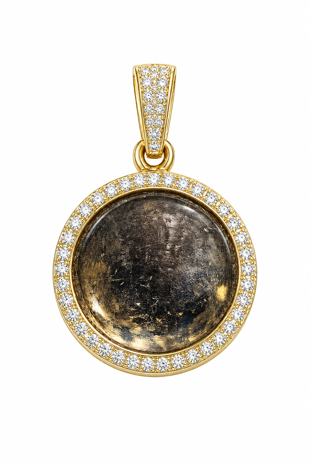 10K Yellow Gold Natural Diamond Photo Pendant | 1.00 CT Diamond Memory Medallion Pendant