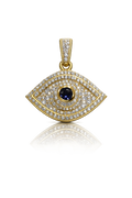 10K Yellow Gold Natural Diamond Evil Eye Pendant | 3.01 CT Diamond Protection Pendant