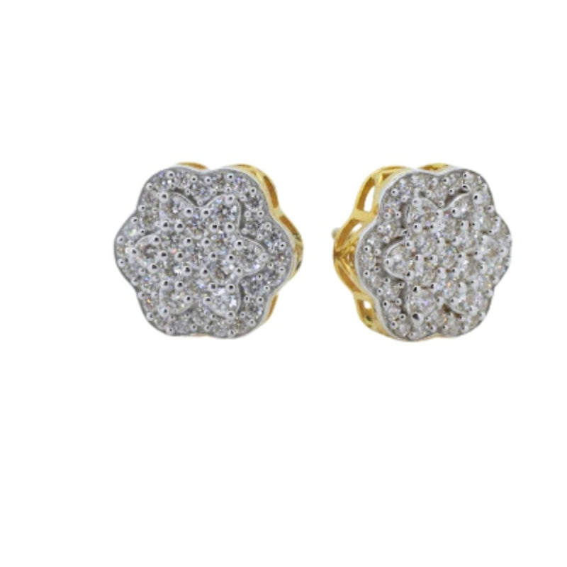 Pair of earrings with gemstone-like stones on a white background