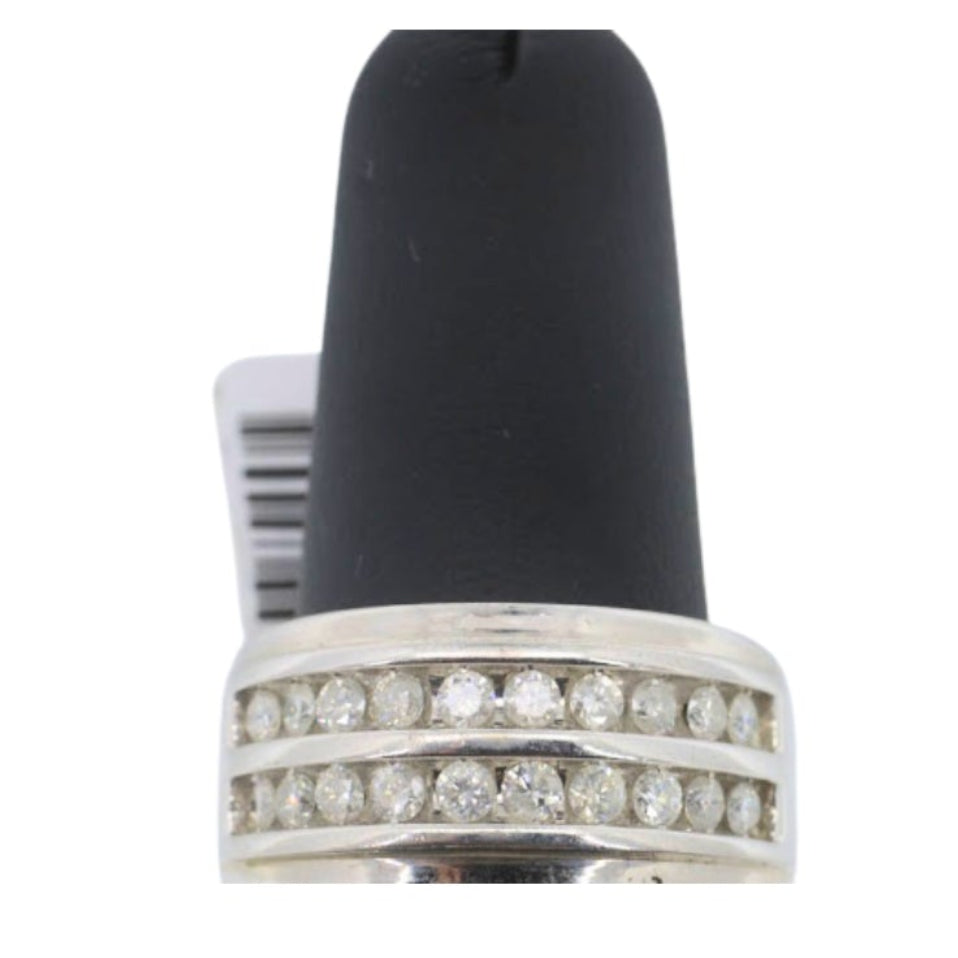 10K White Gold Natural Diamond Men’s Ring | 1.00 CT Diamond Channel Set Ring