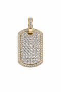 10K Yellow Gold Natural Diamond Dog Tag Pendant | 4.04 CT Diamond Statement Pendant