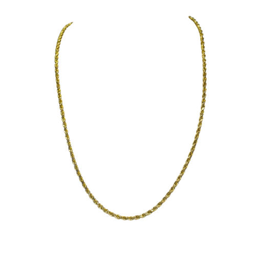 Gold necklace on a white background