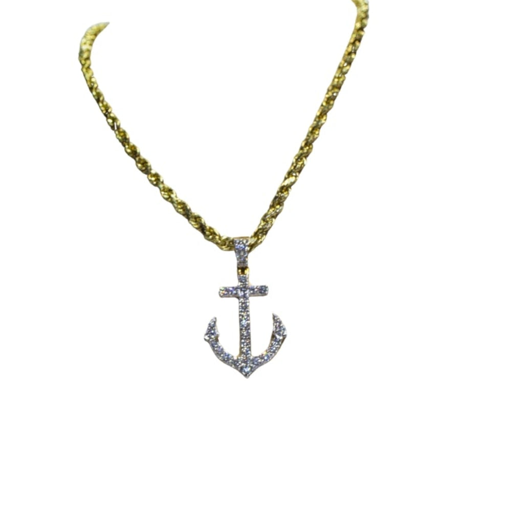 Necklace with an anchor pendant on a white background