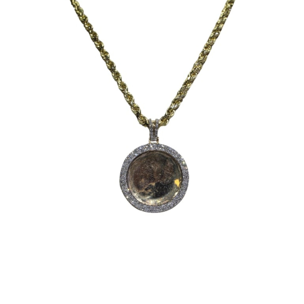 Necklace with a round pendant on a white background