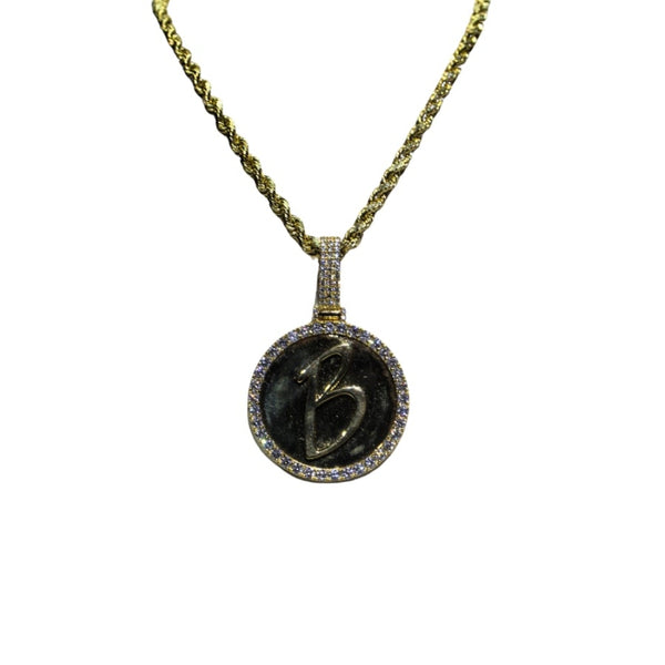 Necklace with a circular pendant on a white background