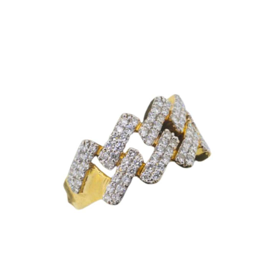 Gold and diamond ring on a white background