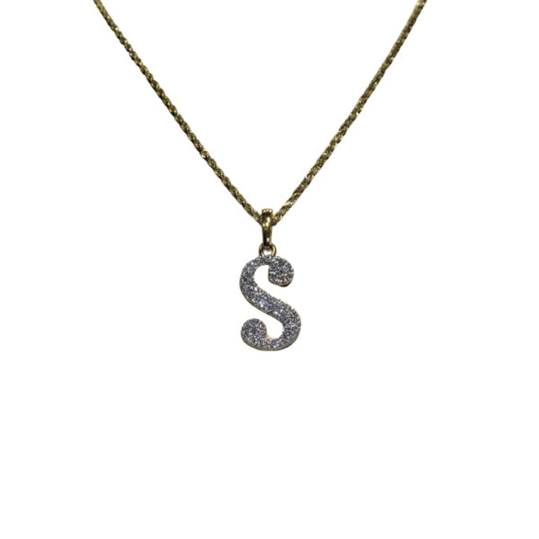 Necklace with a 'S' pendant on a white background