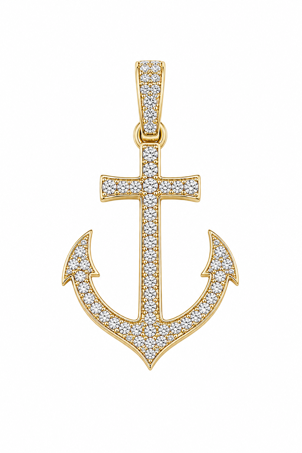 10K Yellow Gold Natural Diamond Anchor Pendant | 1.00 CT Diamond Nautical Pendant