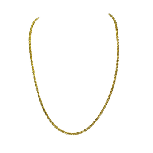 Gold chain necklace on a white background