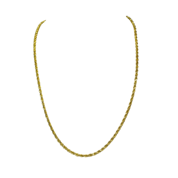 Gold chain necklace on a white background
