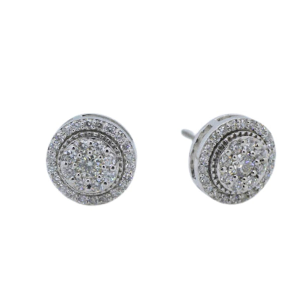 10K White Gold Natural Diamond Halo Stud Earrings | 0.37 CT Diamond Earrings