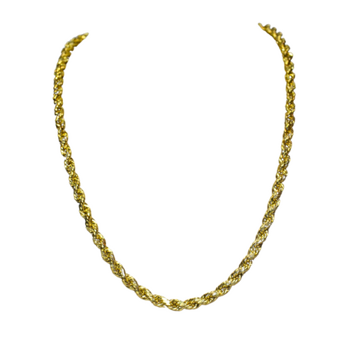 Gold chain necklace on a white background