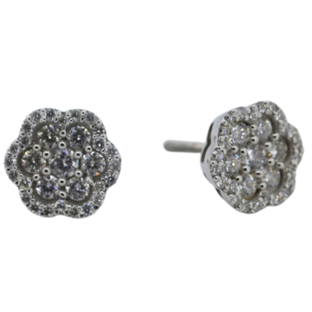 10K Yellow & White Gold Natural Diamond Floral Stud Earrings | 0.66 CT Diamond Earrings