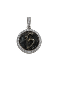 10K Gold Natural Diamond Initial “B” Medallion Pendant | 1.00 CT Diamond Letter Pendant