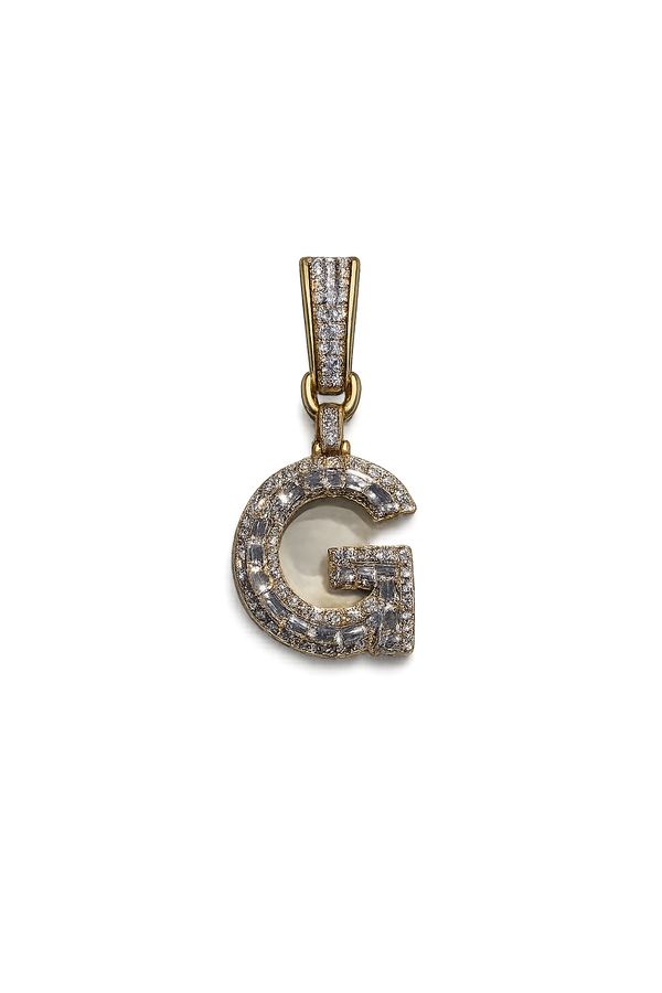 10K Yellow Gold Natural Diamond Initial “G” Pendant | 2.75 CT Diamond Letter Pendant