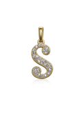 10K Yellow Gold Natural Diamond Initial “S” Pendant | 0.33 CT Diamond Letter Pendant
