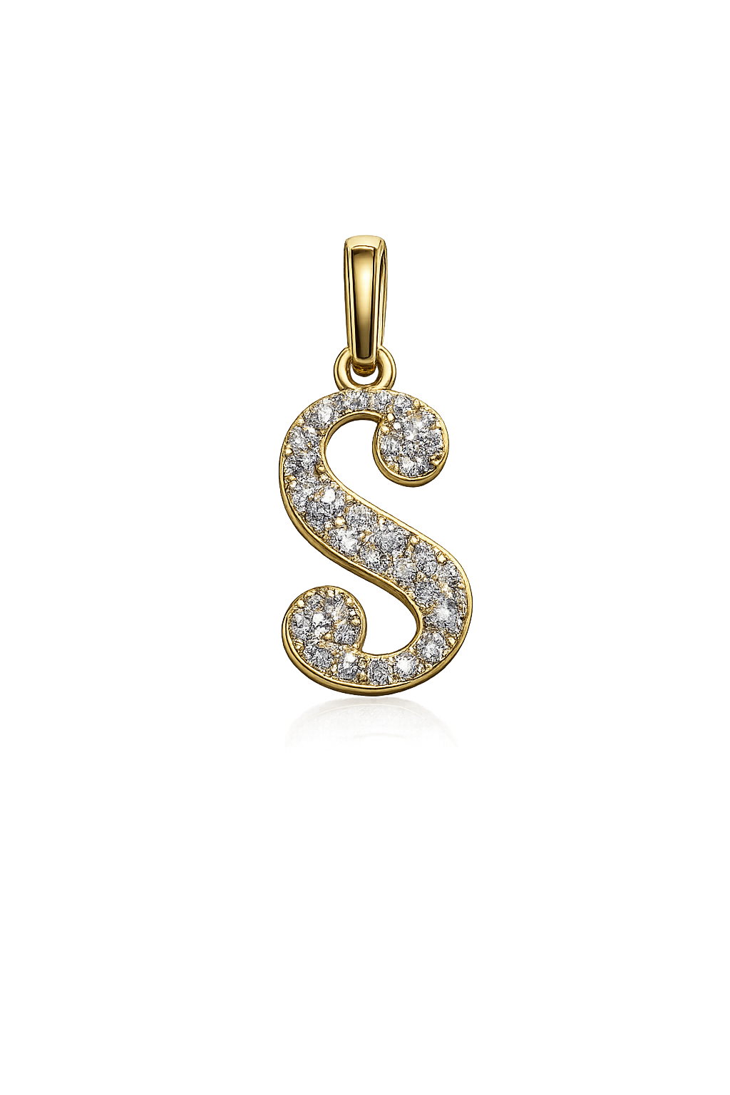 10K Yellow Gold Natural Diamond Initial “S” Pendant | 0.33 CT Diamond Letter Pendant