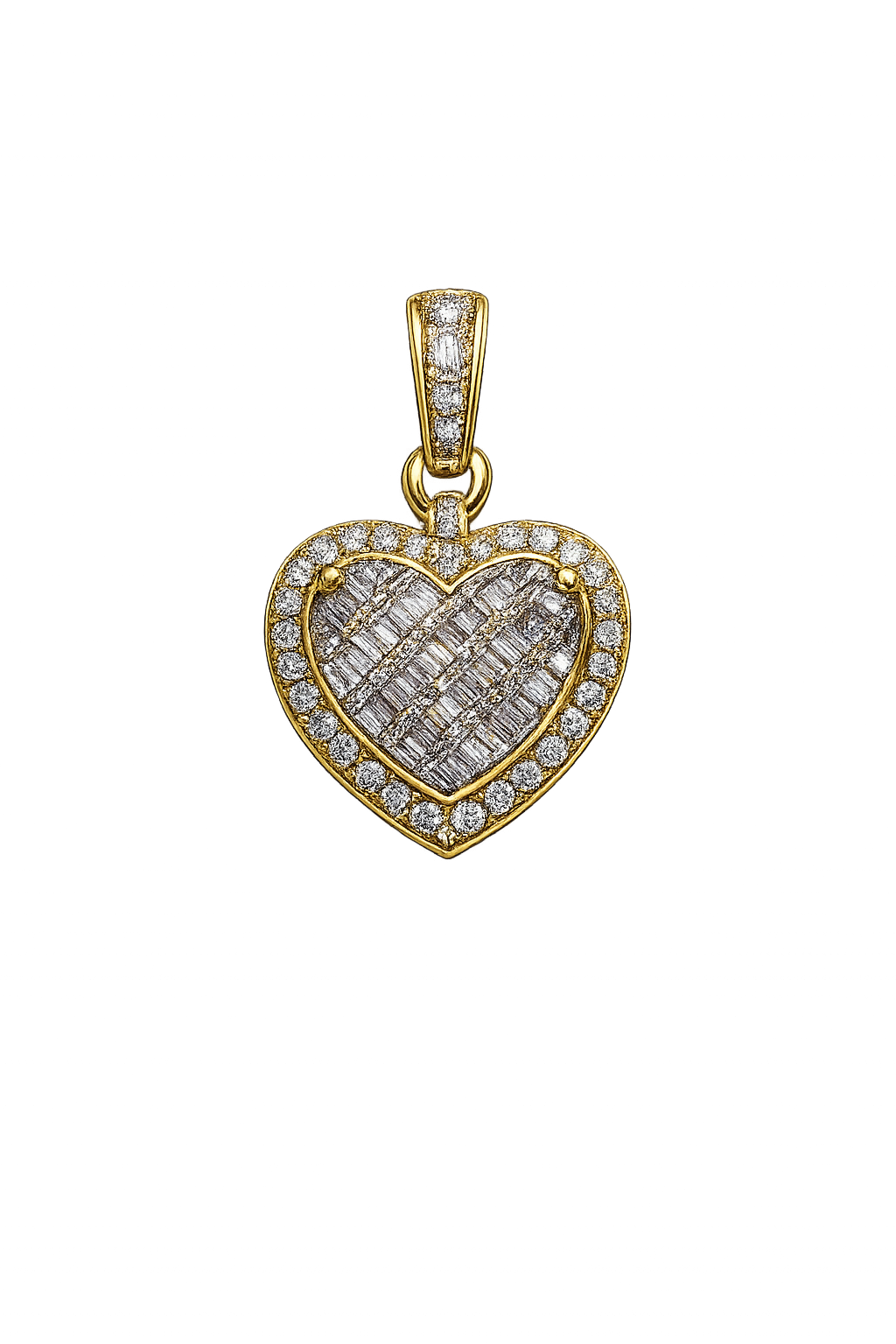 10K Yellow Gold Natural Diamond Heart Pendant | 1.10 CT Diamond Heart Necklace Pendant