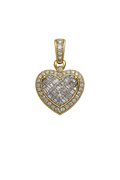 10K Yellow Gold Natural Diamond Heart Pendant | 1.10 CT Diamond Heart Necklace Pendant