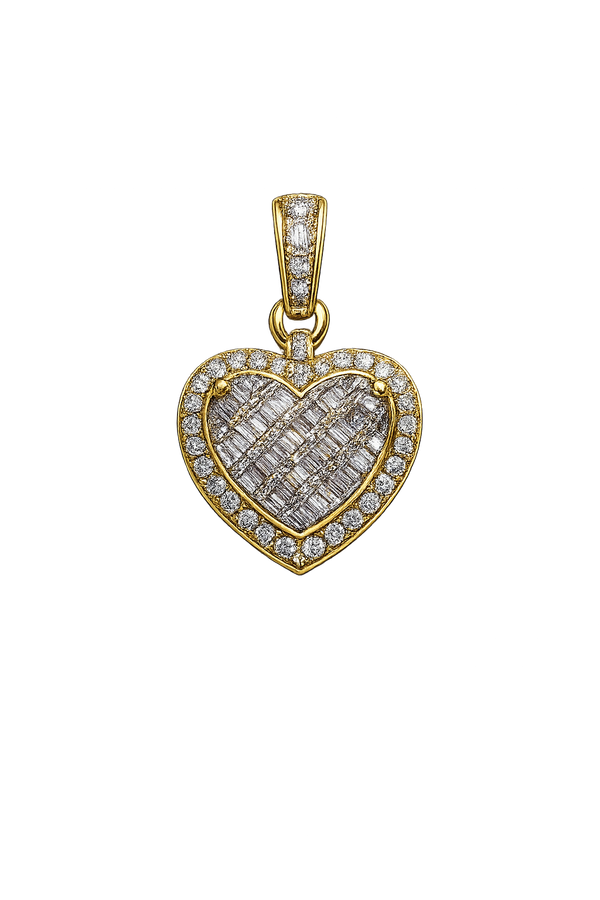10K Yellow Gold Natural Diamond Heart Pendant | 1.10 CT Diamond Heart Necklace Pendant