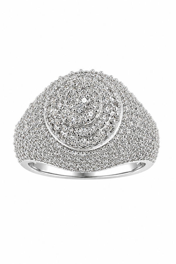 10K White Gold Natural Diamond Cluster Ring | 4.00 CT Diamond Luxury Statement Ring
