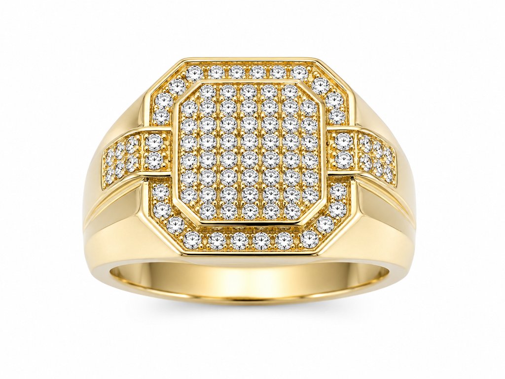 10K Yellow Gold Natural Diamond Men’s Ring | 0.075 CT Diamond Accent Ring