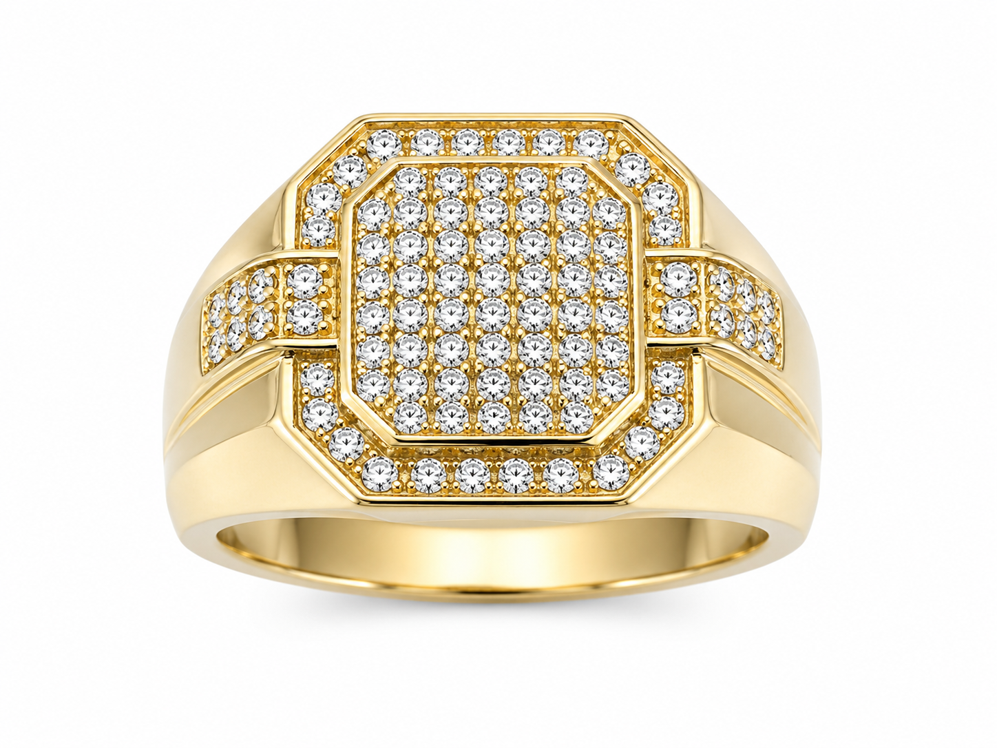 10K Yellow Gold Natural Diamond Men’s Ring | 0.075 CT Diamond Accent Ring