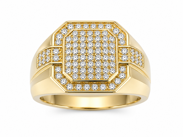 10K Yellow Gold Natural Diamond Men’s Ring | 0.075 CT Diamond Accent Ring