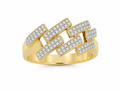 10K Yellow Gold Natural Diamond Cuban Link Ring | 1.25 CT Diamond Statement Ring
