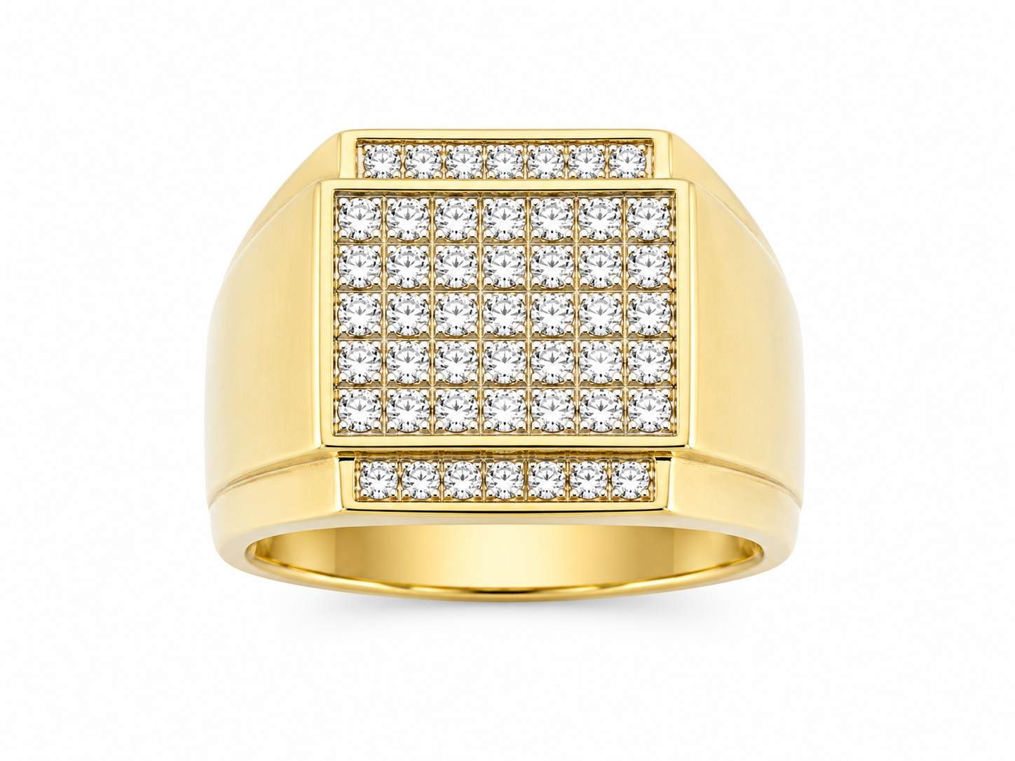 14K Yellow Gold Natural Diamond Men’s Ring | 1.50 CT Invisible Set Diamond Ring