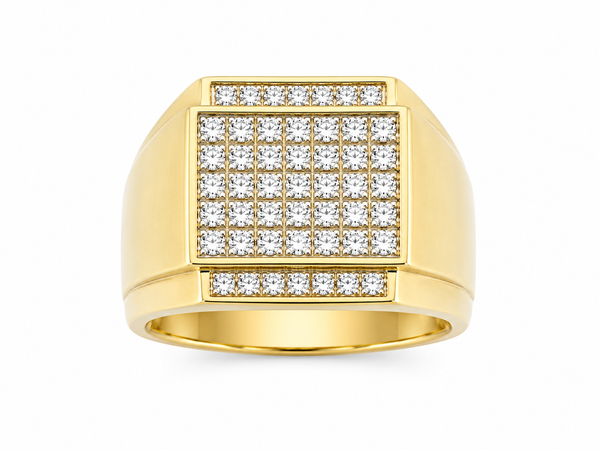 14K Yellow Gold Natural Diamond Men’s Ring | 1.50 CT Invisible Set Diamond Ring