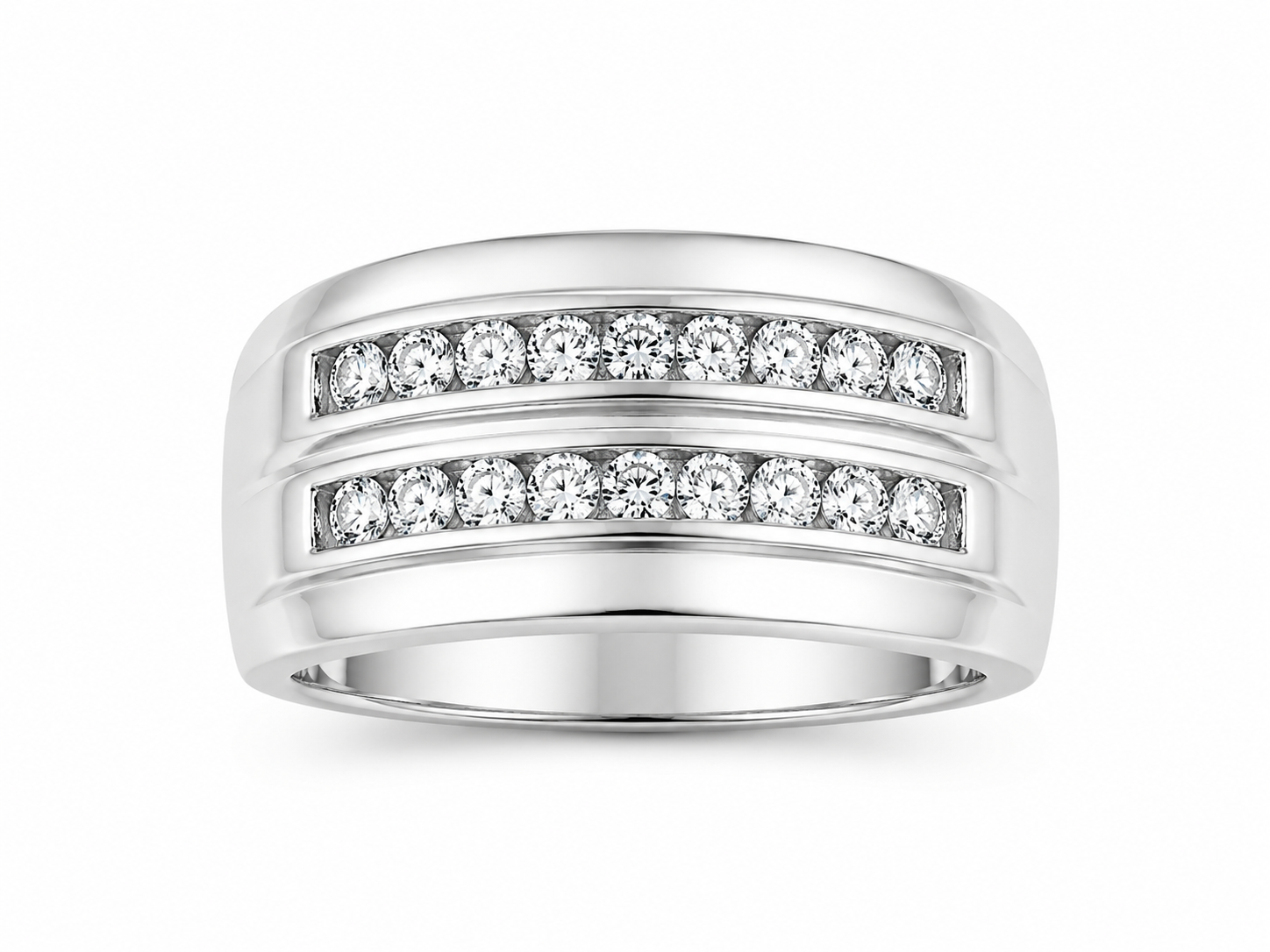 10K White Gold Natural Diamond Men’s Ring | 1.00 CT Diamond Channel Set Ring