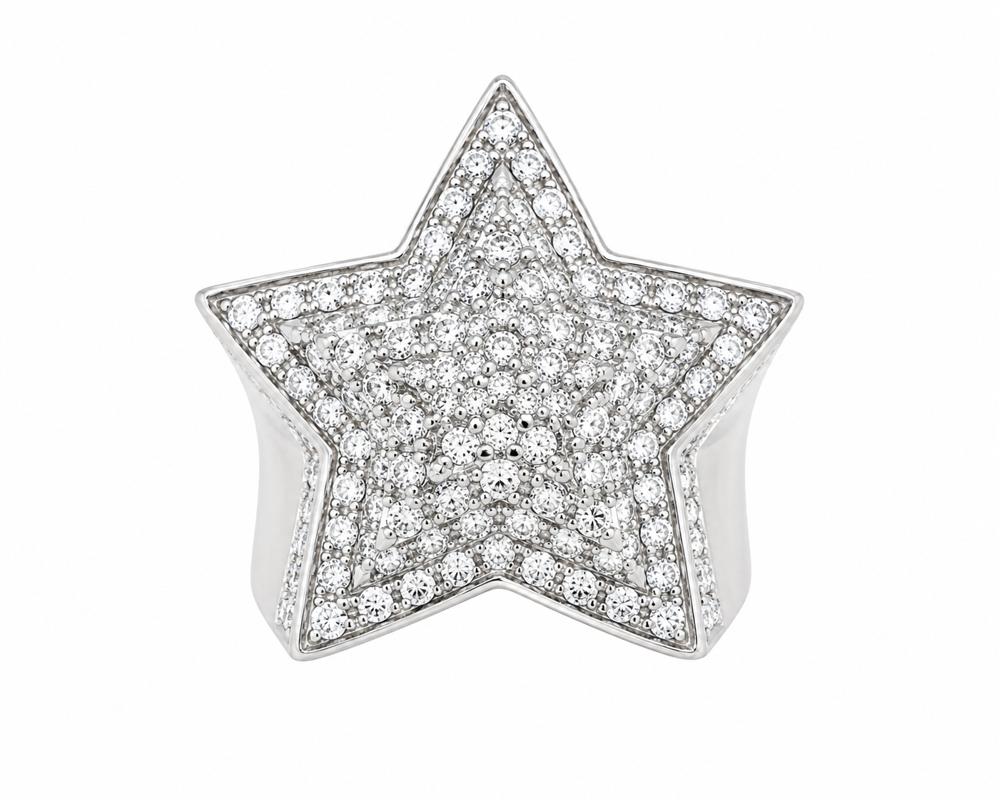 10K White Gold Natural Diamond Star Ring | 2.50 CT Diamond Statement Ring