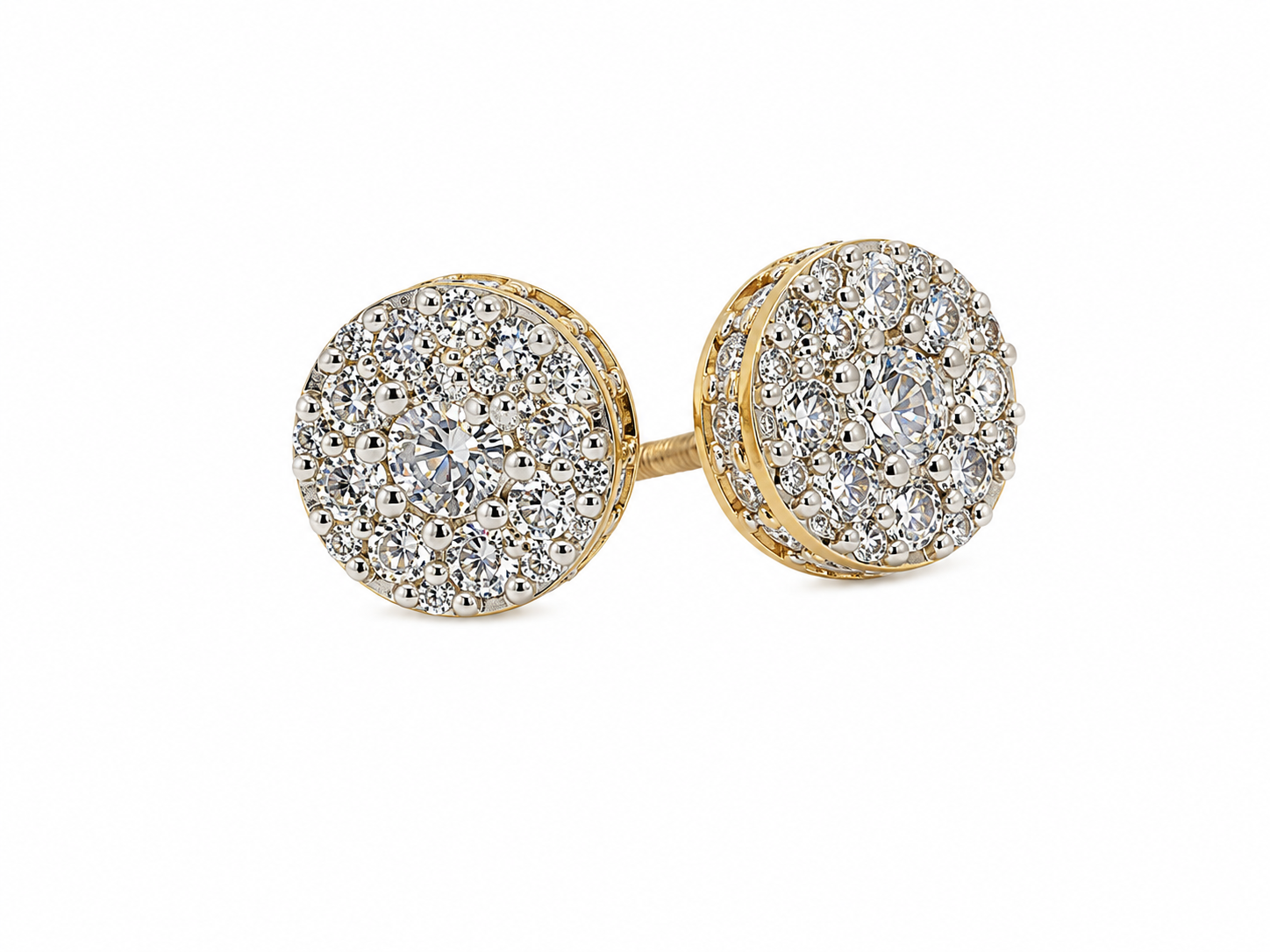 10K Yellow Gold Natural Diamond Cluster Stud Earrings | 0.33 CT Diamond Earrings