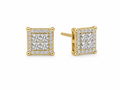 10K Yellow Gold Natural Diamond Square Stud Earrings | 0.63 CT Diamond Earrings