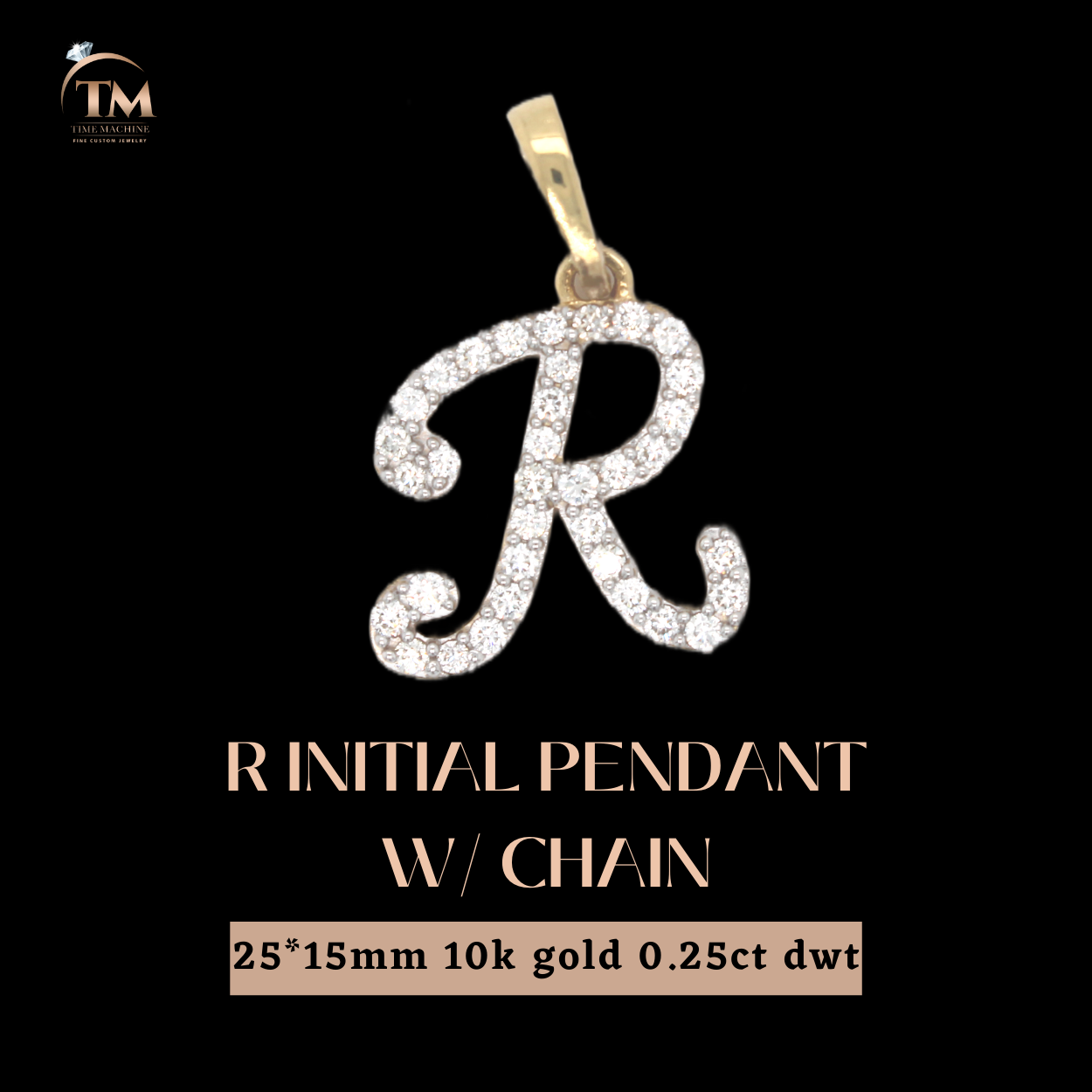 R initial Pendant w/ Chain